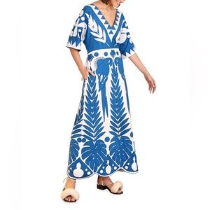 COPY - FARM Rio Blue Patchwork Embroidered Maxi Dress